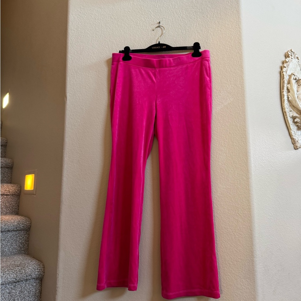 Juicy Couture Pink Velour Pants – Size XL Bling